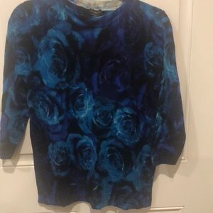 Talbots three quarter length sweater size L with colors of blu/black/purple